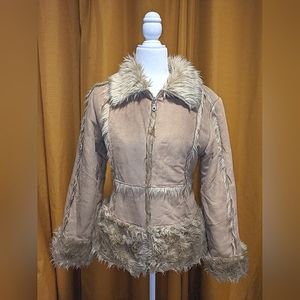 Vintage Buffalo David Bitton faux fur jacket zip up, size small